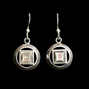 Vintage sterling silver abalone dangle earrings